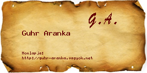 Guhr Aranka névjegykártya